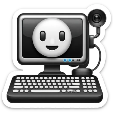 crear un emoji, que sea para proyeectos tanto empresarial como redes sociales, quiero un ordenador y una camara en la misma imagen sticker