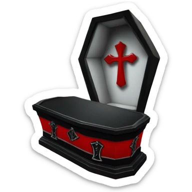Red and black Gothic coffin with a ankh ￼ sticker