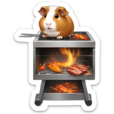 Little guinea pig making barbecue sticker
