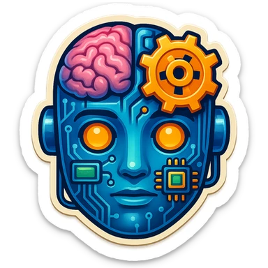 Add more tech elements such as circuit lines, microchips, or digital screens to the icon while keeping it modern, minimalistic, and expressive. Maintain the clean, colorful emoji style and preserve the transparent background. sticker