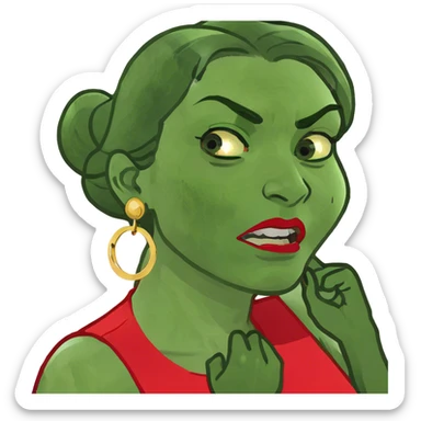 woman grabbing her neck angrily  sticker