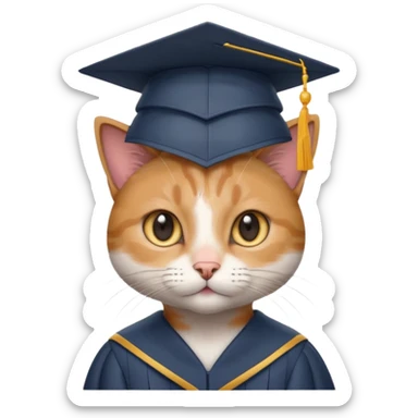 кот со шляпой выпускника sticker