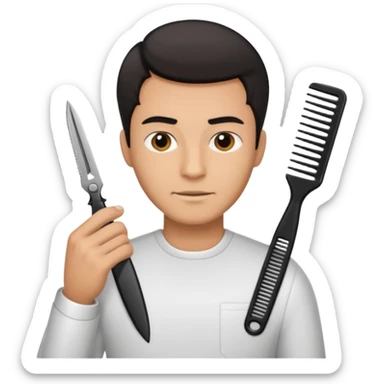 Man holding clippers and comb sticker