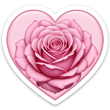 pink rose inside a heart outline, soft and charming sticker