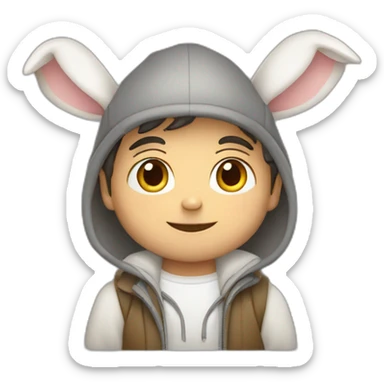niño rubio con gorro blanco con orejas de conejo sticker
