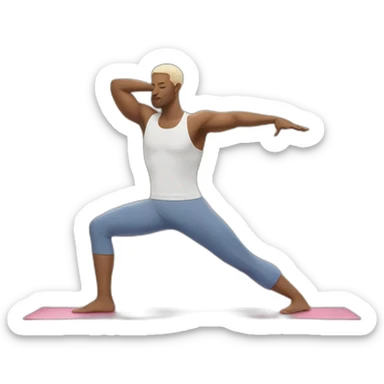 white man doing warrior 2 yoga pose sticker