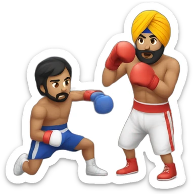 a sikh dude knocking out someone in a boxing ring sticker