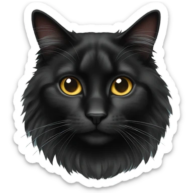 Black domestic longhair cat sticker