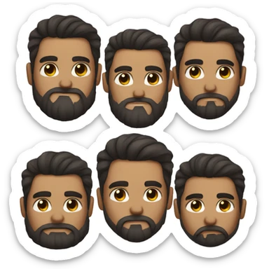 Bearded man, dark hair, muscular, kiss sticker