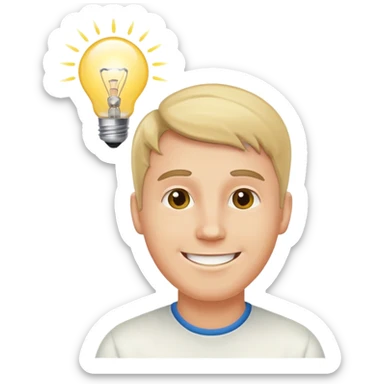 white man with light bulb over head, came up with idea sticker