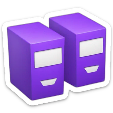 Two purple Parallelepipeds faced to the front each with a white letter in the middle sticker