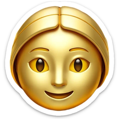 Cinematic Realistic Gold Emoji, Radiant and brilliant, with smooth, polished golden bars reflecting the light in stunning highlights. The soft, warm glow of the metal exudes luxury and elegance, catching every glimmer in the surrounding environment. Soft glowing outline, capturing the essence of wealth and timeless beauty in gleaming gold! sticker