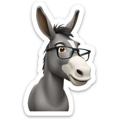 A donkey with some beard and glasses thinking sticker
