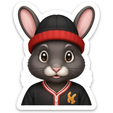 black rabbit with jersey and hat sticker