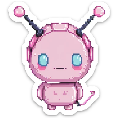 Majin Buu from Dragon Ball Z, pink round character, antenna on head, cute facial expression sticker