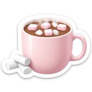 Light Pink mug of hot chocolate with marshmallows  sticker