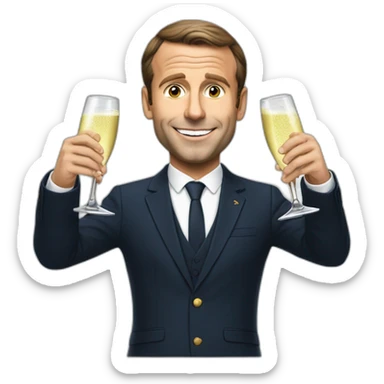 Macron buvant une coupe de champagne sticker