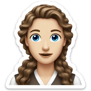 Brown hair. Blue eyes. Wavy hair. Barista. Female. Long hair  sticker