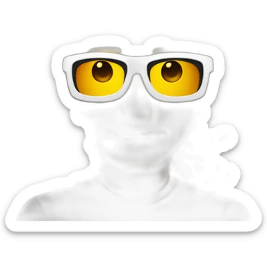 michel polnareff with white sunglasses and long curly blond hairs sticker