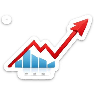 chart with a down going red arrow sticker