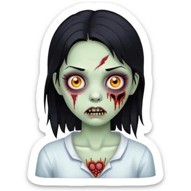zombie girl with black hair sticker
