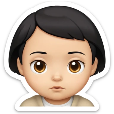 Judgmental baby with short black hair and tan skin sticker