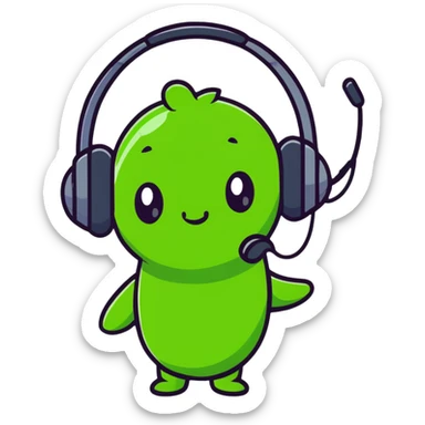 cute green pea wearing headphones sticker