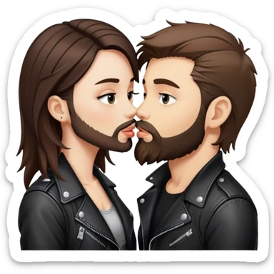 A rocker girl with kissing a brunette boy with a beard and leather jacket  sticker