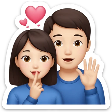 Asian girl blowing kiss to brunette boy  sticker