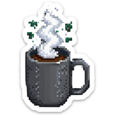 Pixel art coffee mug with steam sticker