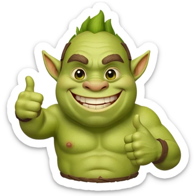 a green ogre giving a thumbs up  sticker