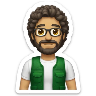 Hombre cabello castaño, lentes de visión,barba tipo candado,ojos verdes sticker