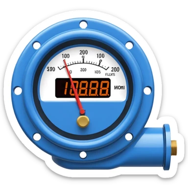 Mini caudalímetro color azul con brida y el medior tipo digital sticker