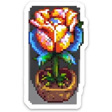 minimal and cute tulip in pixel art style sticker