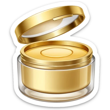Produtos de beleza delicado com tampa dos potes dourados e fundo transparente pra usar como figurinha sticker