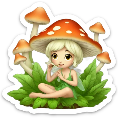 cute mushroom fairy smoking herbs sticker