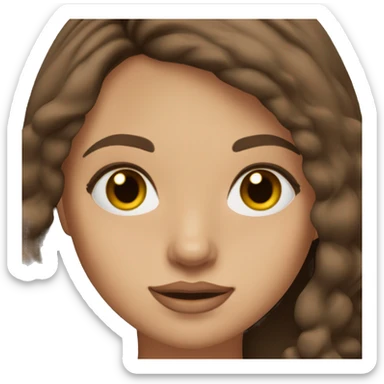 Girl with straight to wavy brown hair and brown eyes with full lashes and full lips sticker