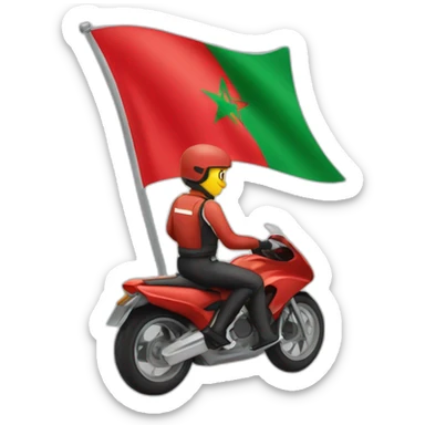 quelqu'un sur une moto avec le drapeau du Maroc derrière sticker