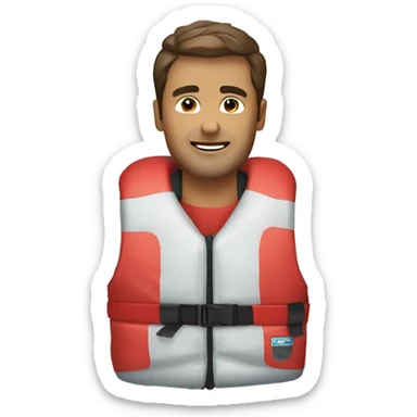 man wearing Red kayaking lifejacket sticker