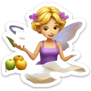 fairy reading recipe sticker