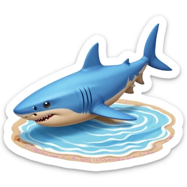 A shark with blue shoes on land near water not in it sticker