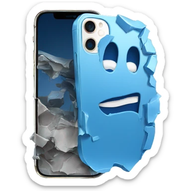blue and crashed iphone 13 sticker