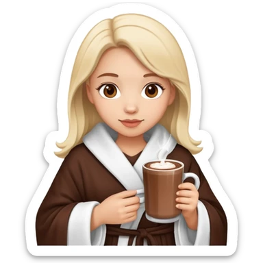 girl with a robe on with hot chocolate  sticker