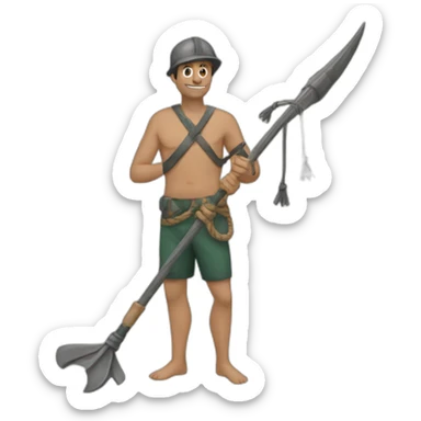 man with harpoon sticker