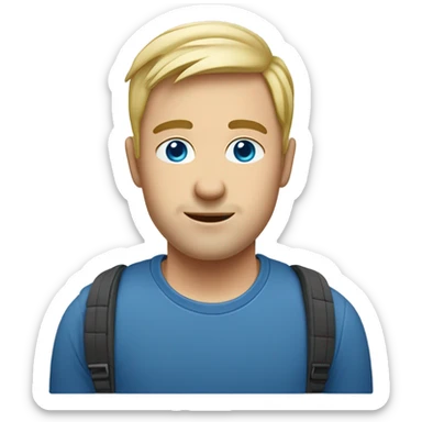 man looks 35 classes short hair, european, tech nerd love pcb designing, blond hair shorter blue eyes sticker