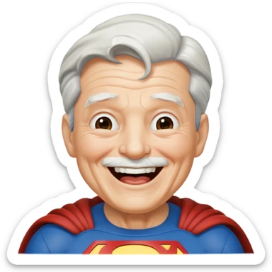 Laughing elderly superman sticker