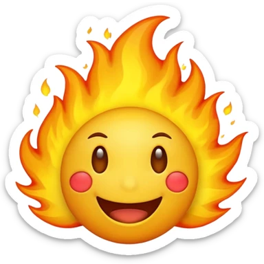 Do a very happy emoji with fire in its head sticker
