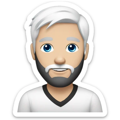 A white guy with a black earing and black short hair and black beard and holding a all white Siberian cat with blue eyes  sticker