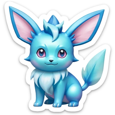 Shiny colorful Glaceon-Vaporeon-Clefairy-Pokémon-hybrid-creature sticker