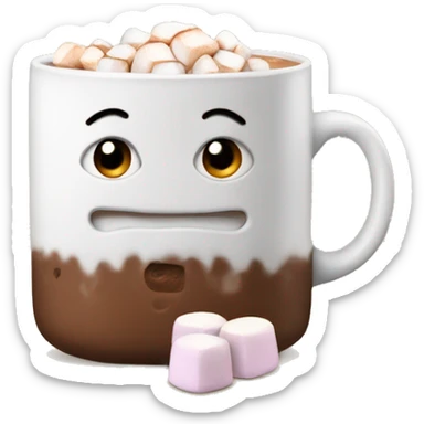 Hot cocoa with marshmallows in a white mug sticker